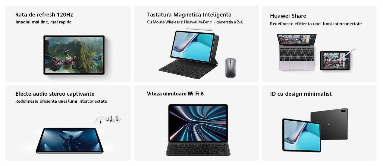 Tableta HUAWEI MatePad 11, 128GB, 6GB RAM, Wi-Fi, Matte Gray